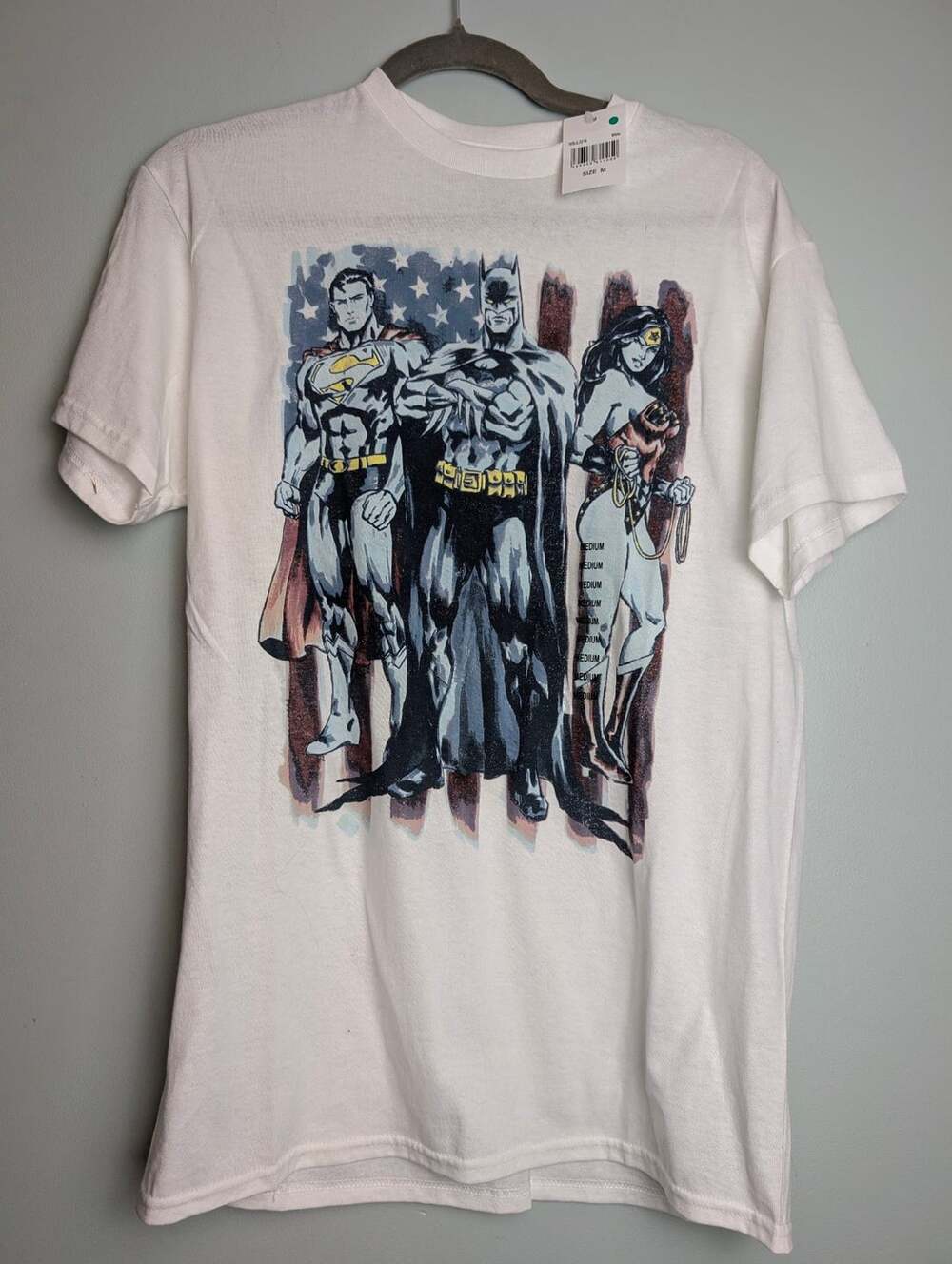 Justice League Graphic T-Shirt Size Medium White DC Comics Trio